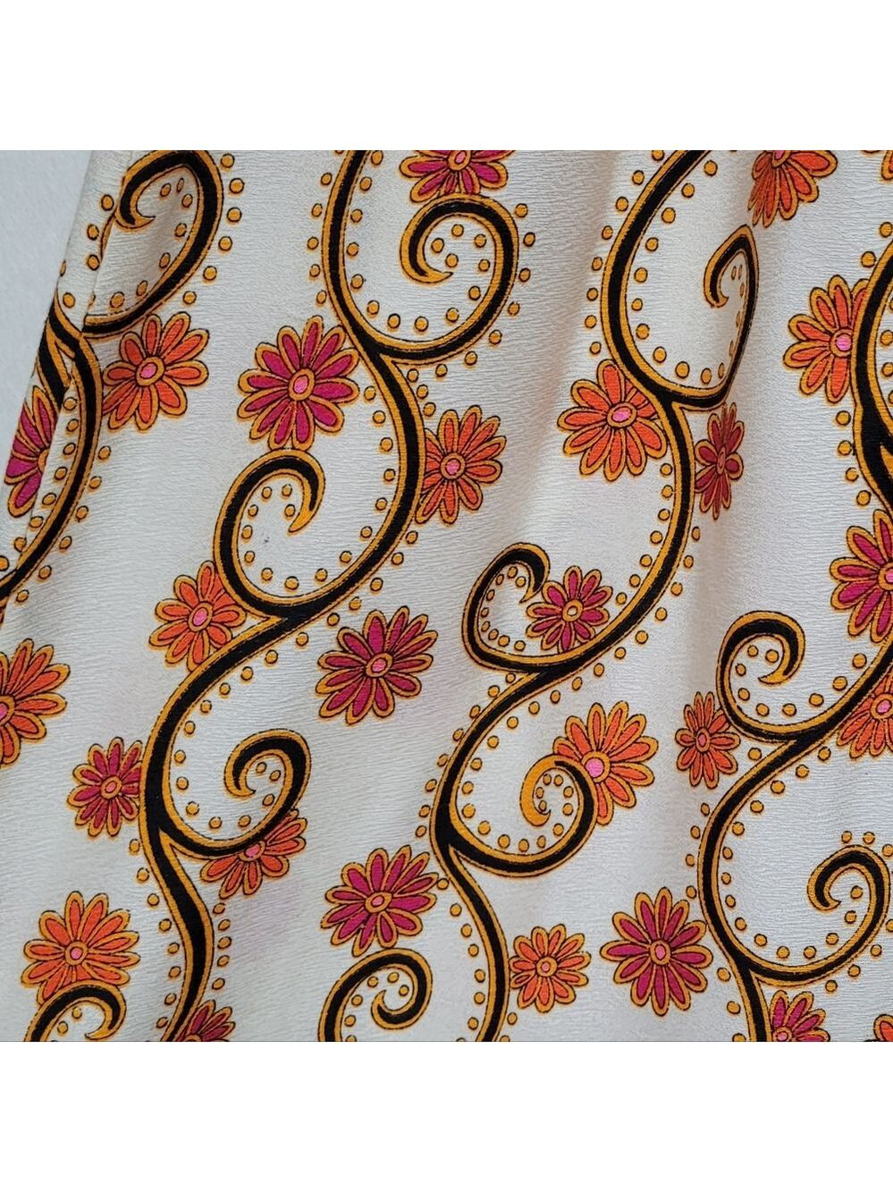 60s Vintage Alex Coleman Psychedelic Neon Multi-color Floral Palazzo Pants M-L - Picture 10 of 14